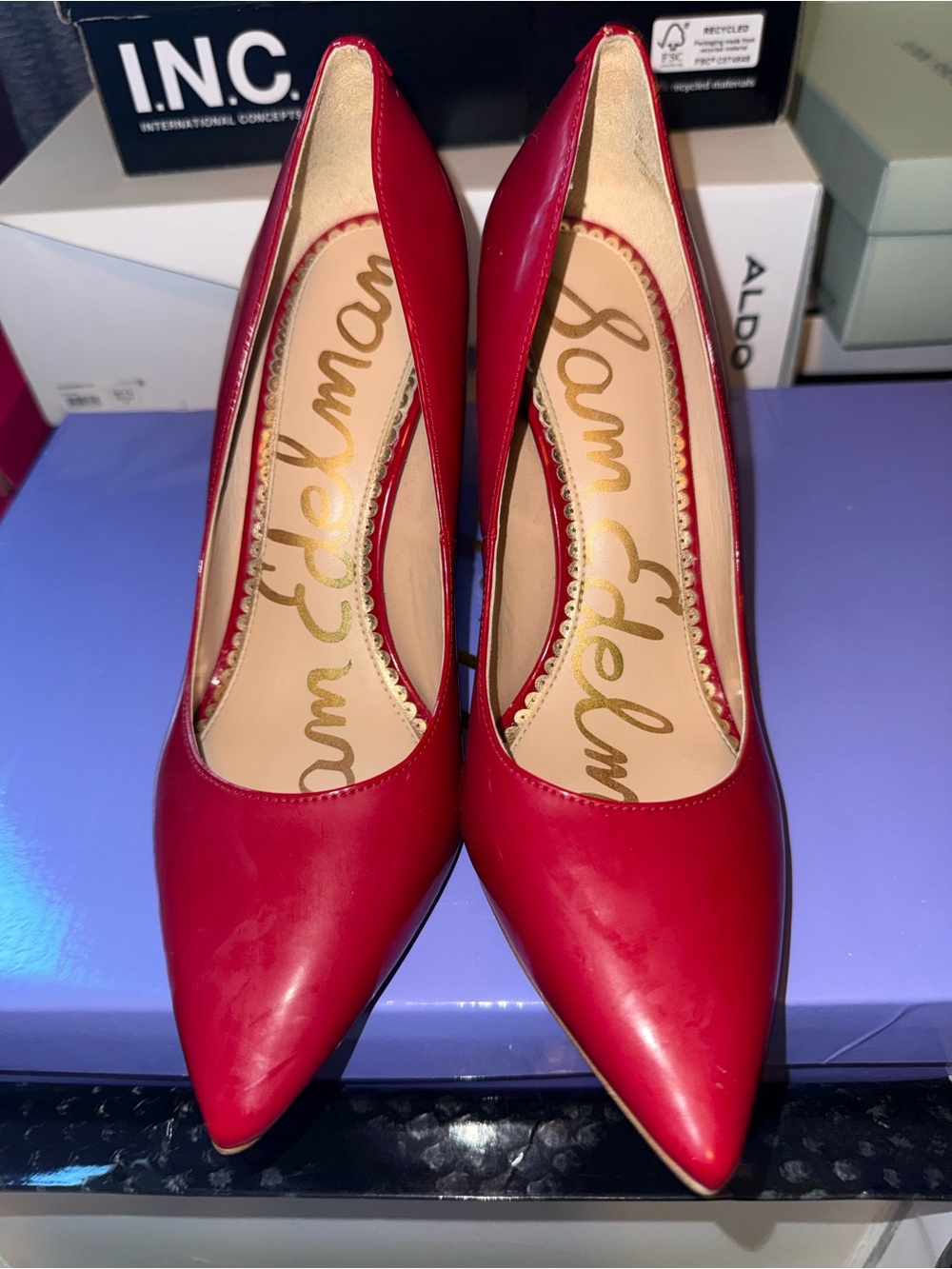 Sam Edelman Red Pointed Leather Pumps